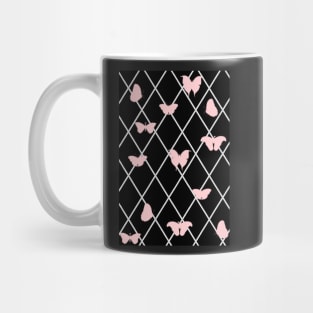 Pink and Black Lattice Butterflies Mug